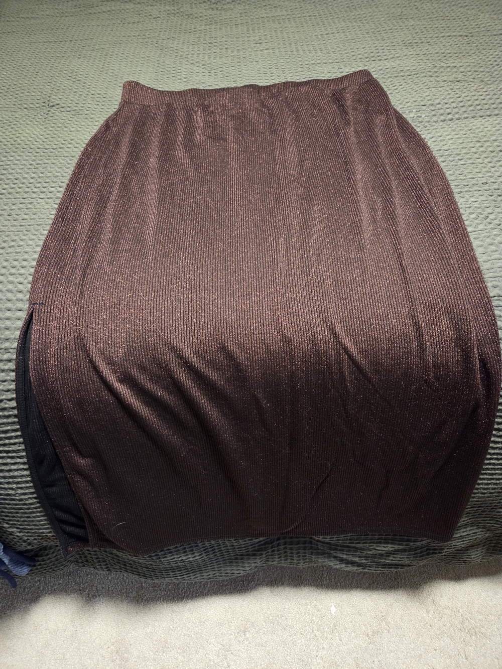Old Navy Maternity Rib-Knit Midi Skirt in Metallic Brown, Size XL